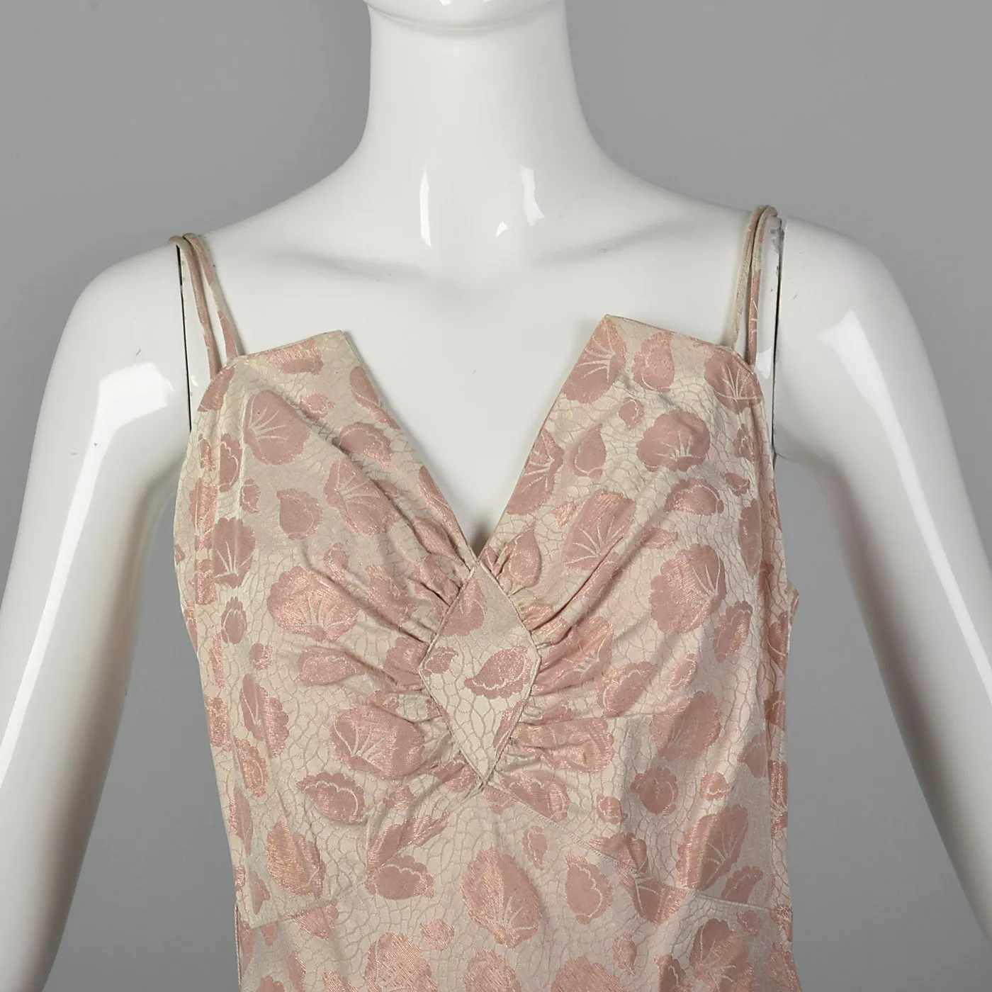 1940s Blush Evening Gown with Dramatic Bust