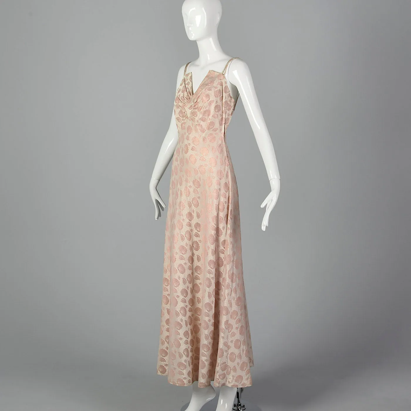 1940s Blush Evening Gown with Dramatic Bust