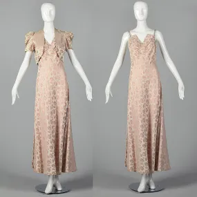 1940s Blush Evening Gown with Dramatic Bust