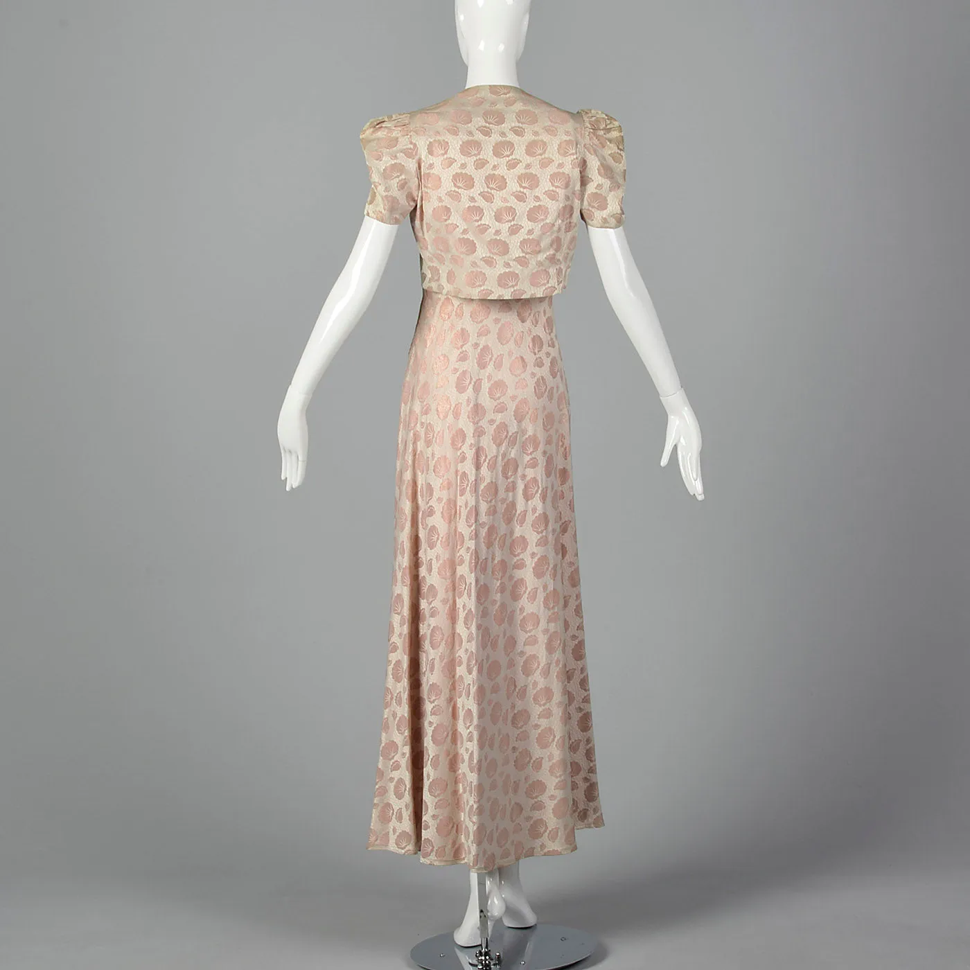 1940s Blush Evening Gown with Dramatic Bust