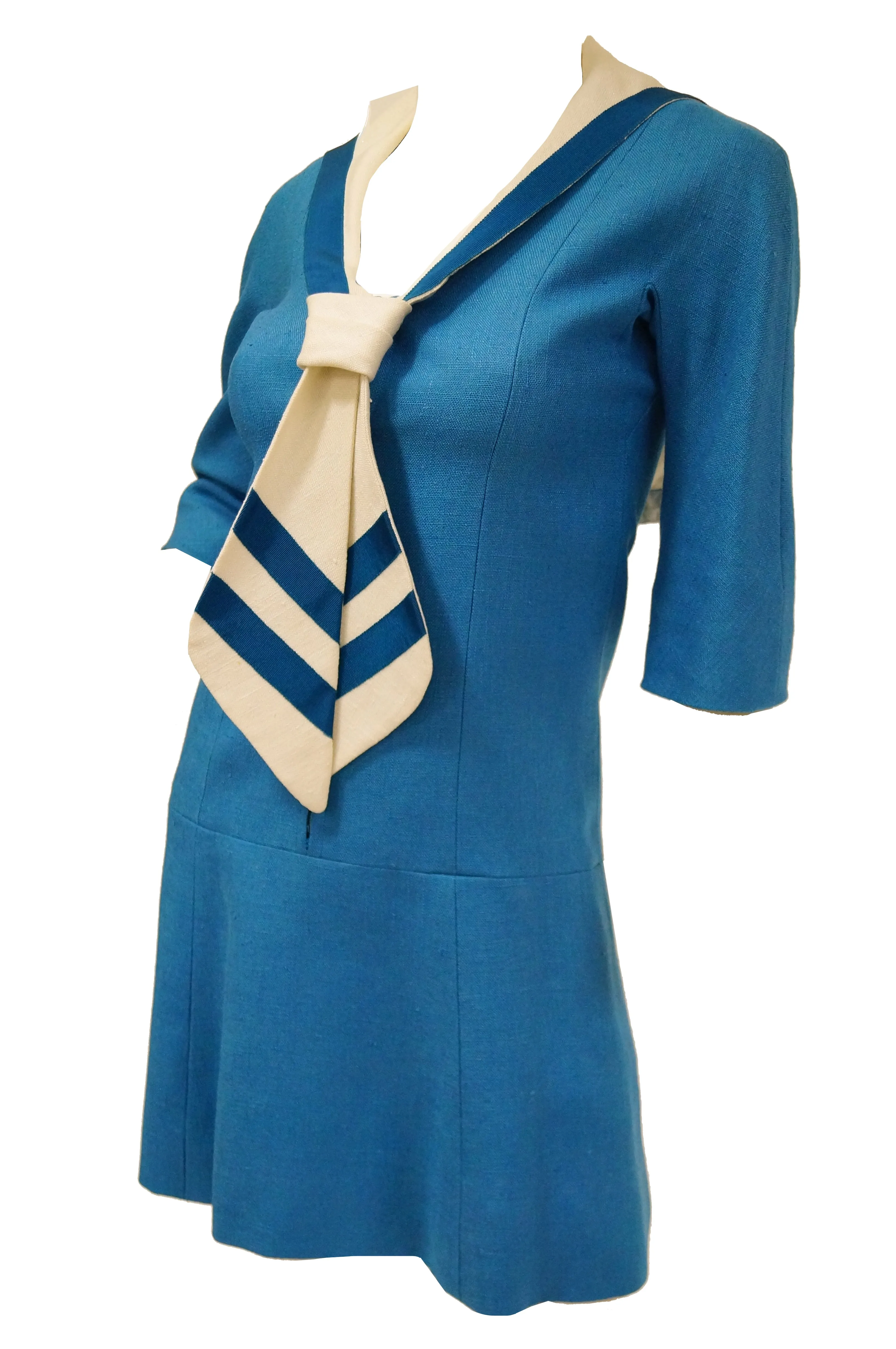 1960s Jean Muir Blue and White Sailor Dress
