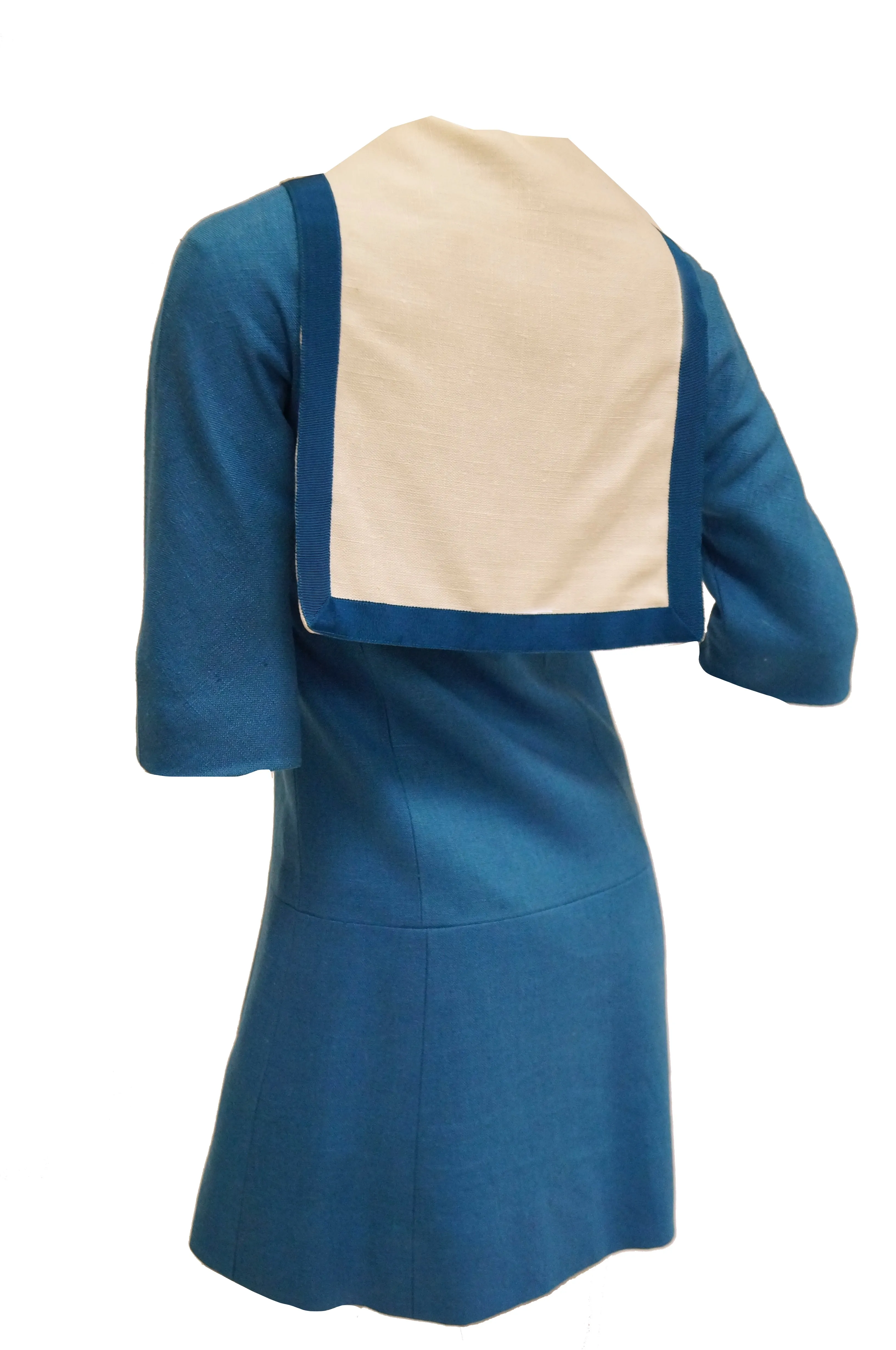 1960s Jean Muir Blue and White Sailor Dress