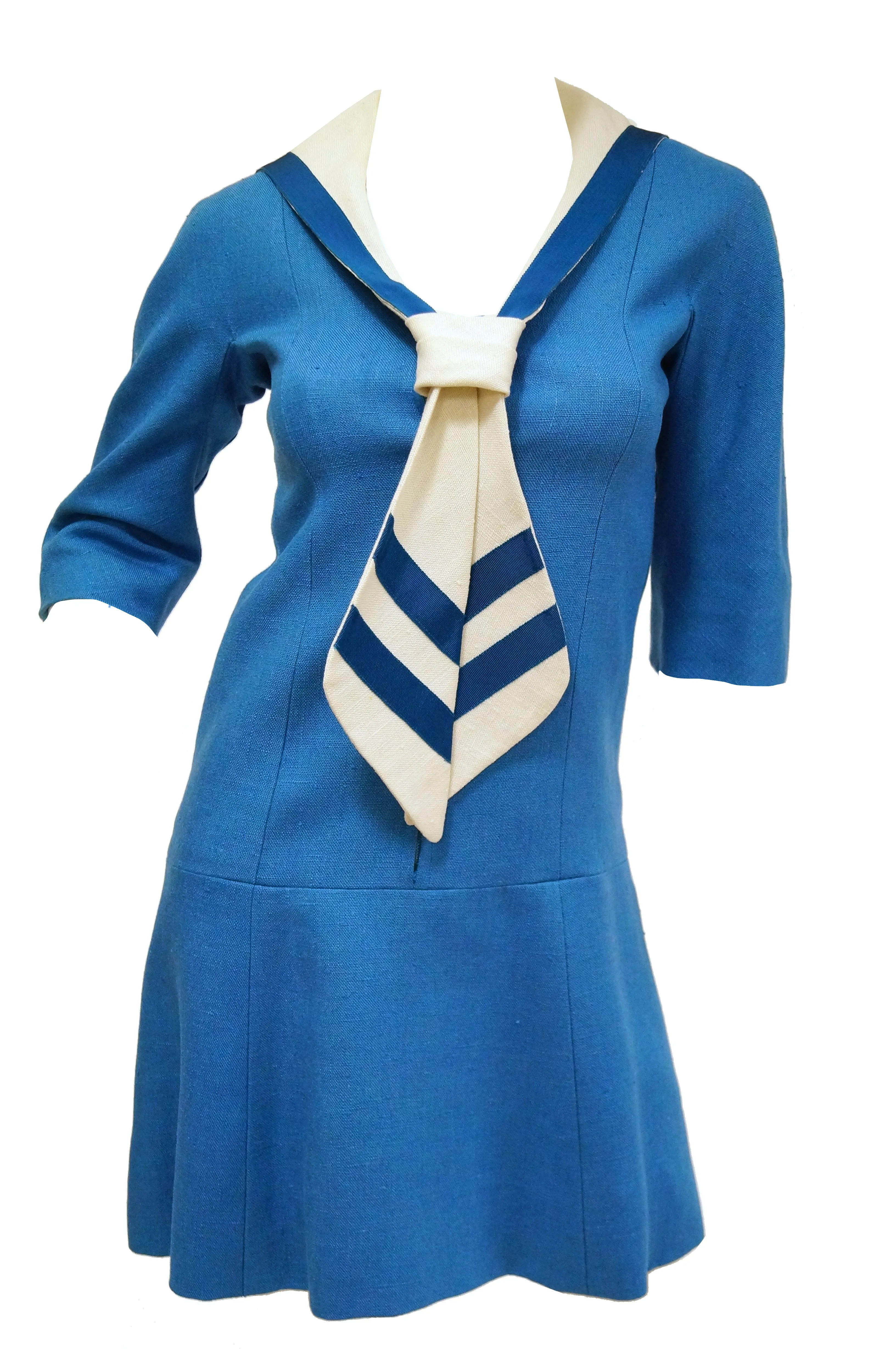 1960s Jean Muir Blue and White Sailor Dress