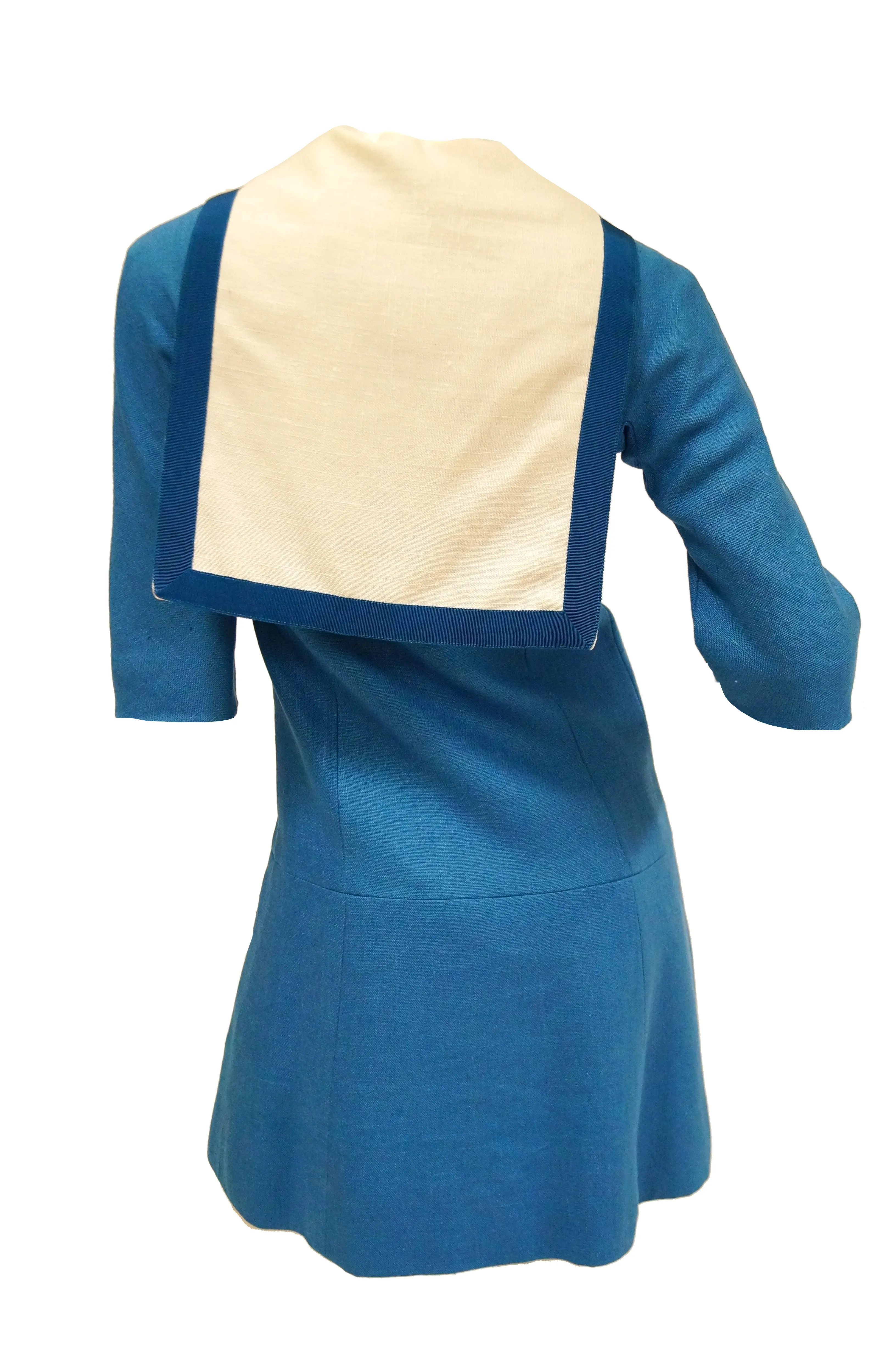 1960s Jean Muir Blue and White Sailor Dress