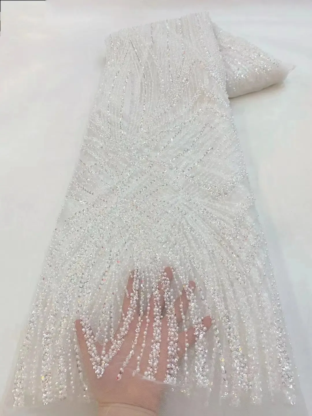 5 YARDS / 10 COLORS / Taofal Sequin Beaded Embroidery Tulle Mesh Lace Dress Fabric
