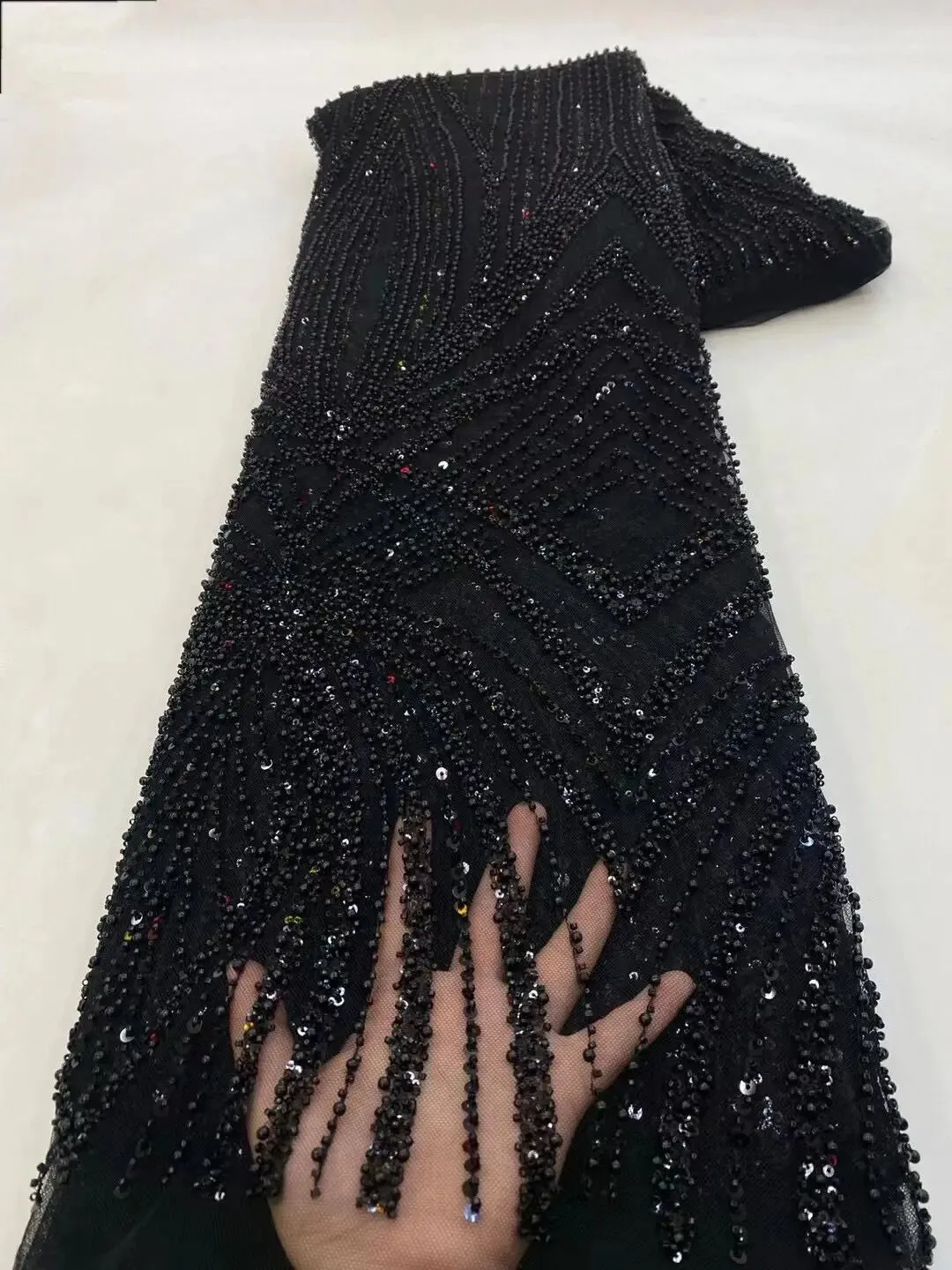 5 YARDS / 10 COLORS / Taofal Sequin Beaded Embroidery Tulle Mesh Lace Dress Fabric