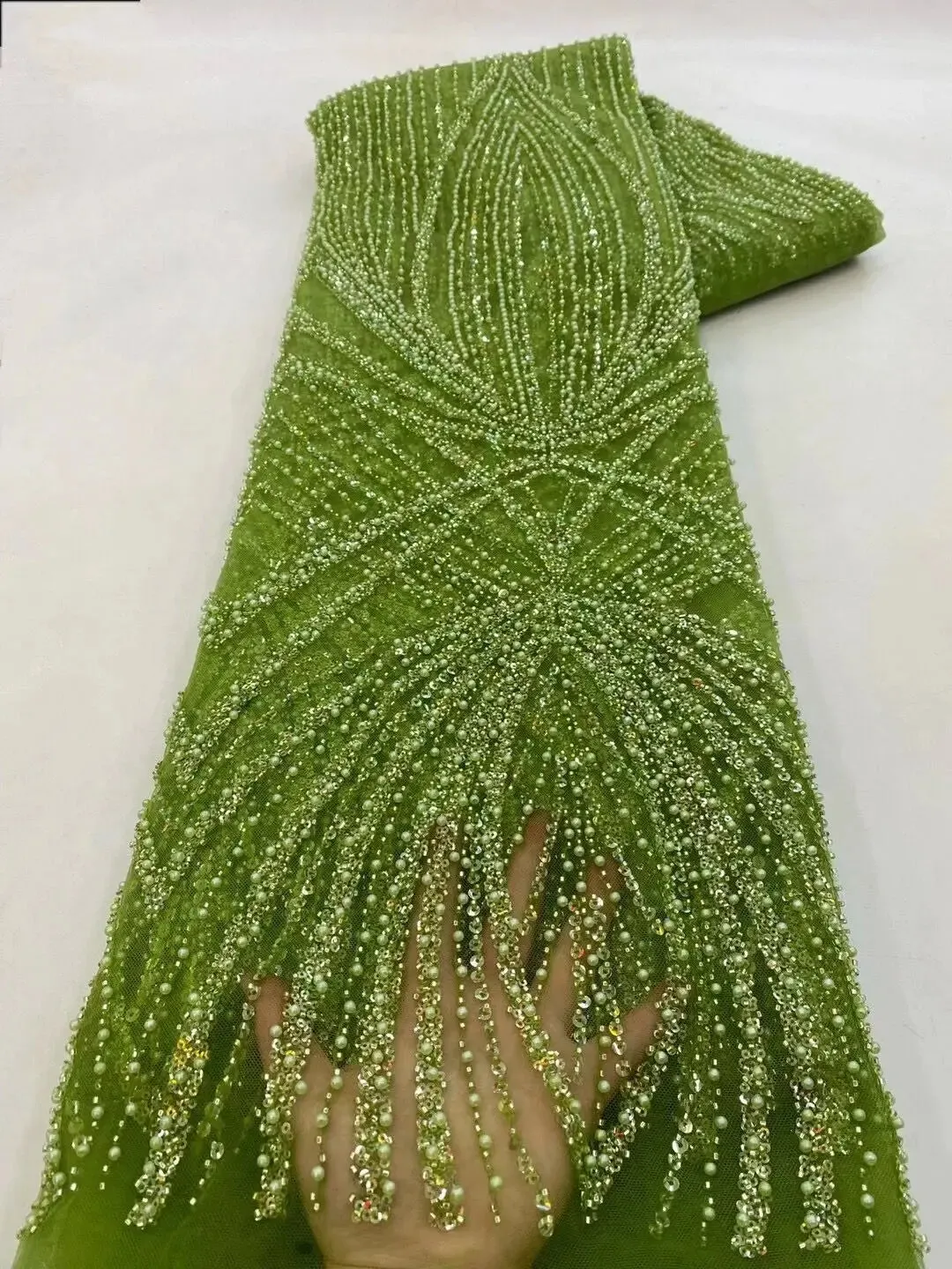 5 YARDS / 10 COLORS / Taofal Sequin Beaded Embroidery Tulle Mesh Lace Dress Fabric