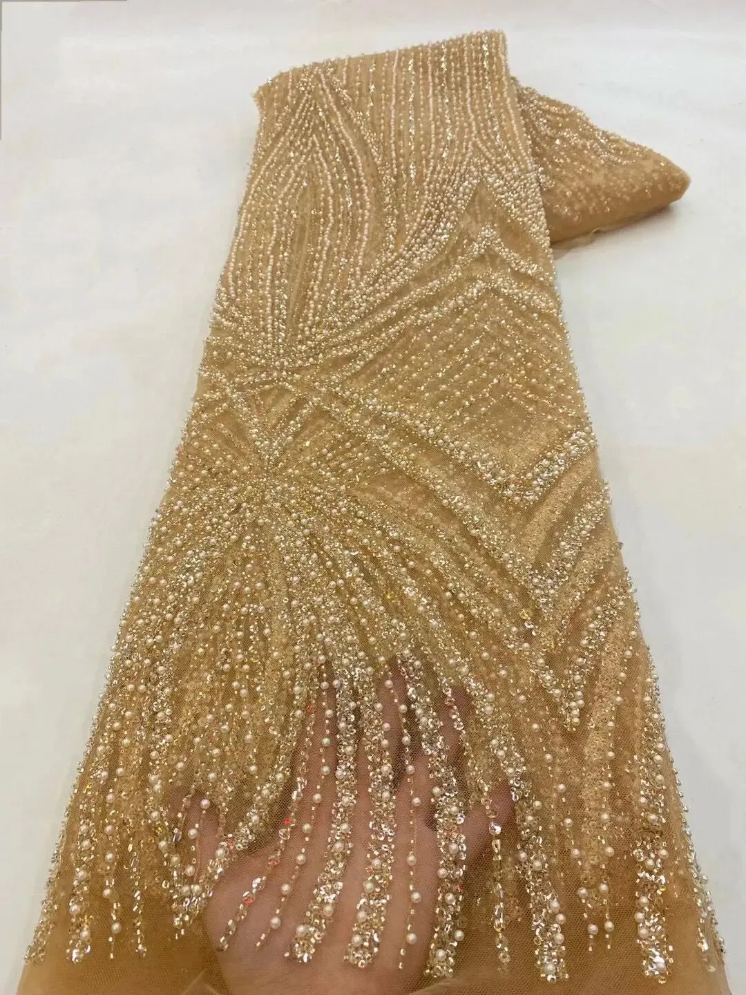 5 YARDS / 10 COLORS / Taofal Sequin Beaded Embroidery Tulle Mesh Lace Dress Fabric