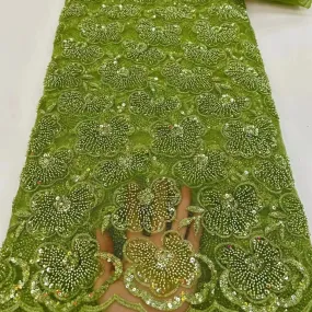 5 YARDS / 13 COLORS / Foliame Floral Beaded Embroidery Glitter Mesh Lace  Party Prom Bridal Dress Fabric