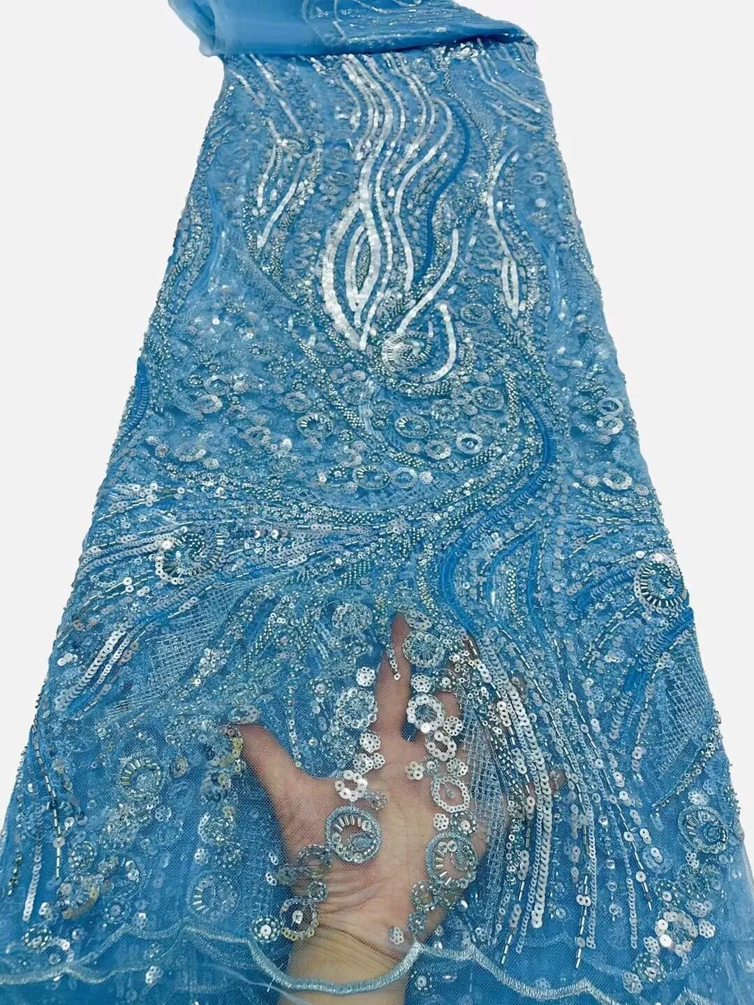 5 YARDS / 14 COLORS / Azélie Beaded Embroidery Glitter Mesh Lace  Party Prom Bridal Dress Fabric