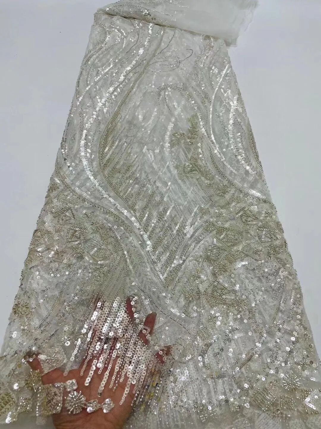 5 YARDS / 14 COLORS / Azélie Beaded Embroidery Glitter Mesh Lace  Party Prom Bridal Dress Fabric