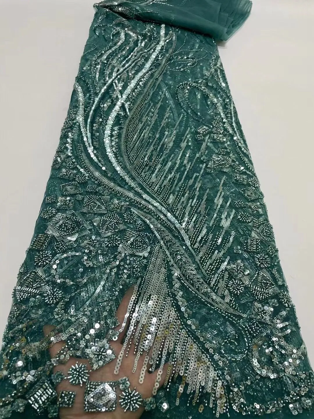 5 YARDS / 14 COLORS / Azélie Beaded Embroidery Glitter Mesh Lace  Party Prom Bridal Dress Fabric