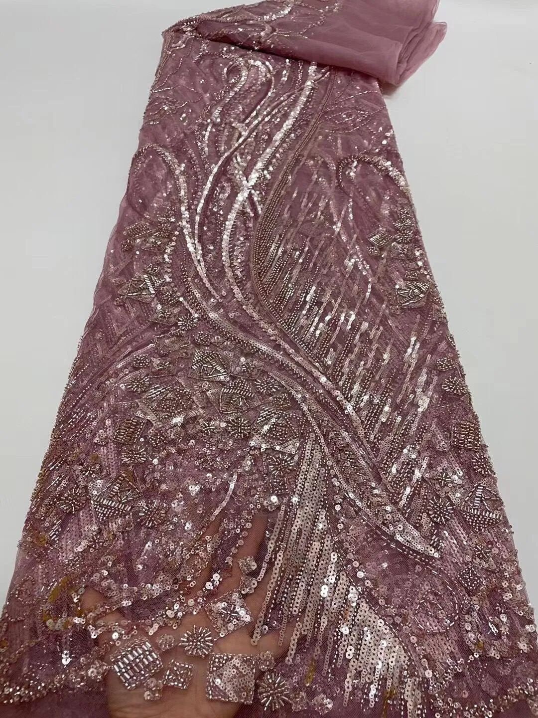 5 YARDS / 14 COLORS / Azélie Beaded Embroidery Glitter Mesh Lace  Party Prom Bridal Dress Fabric