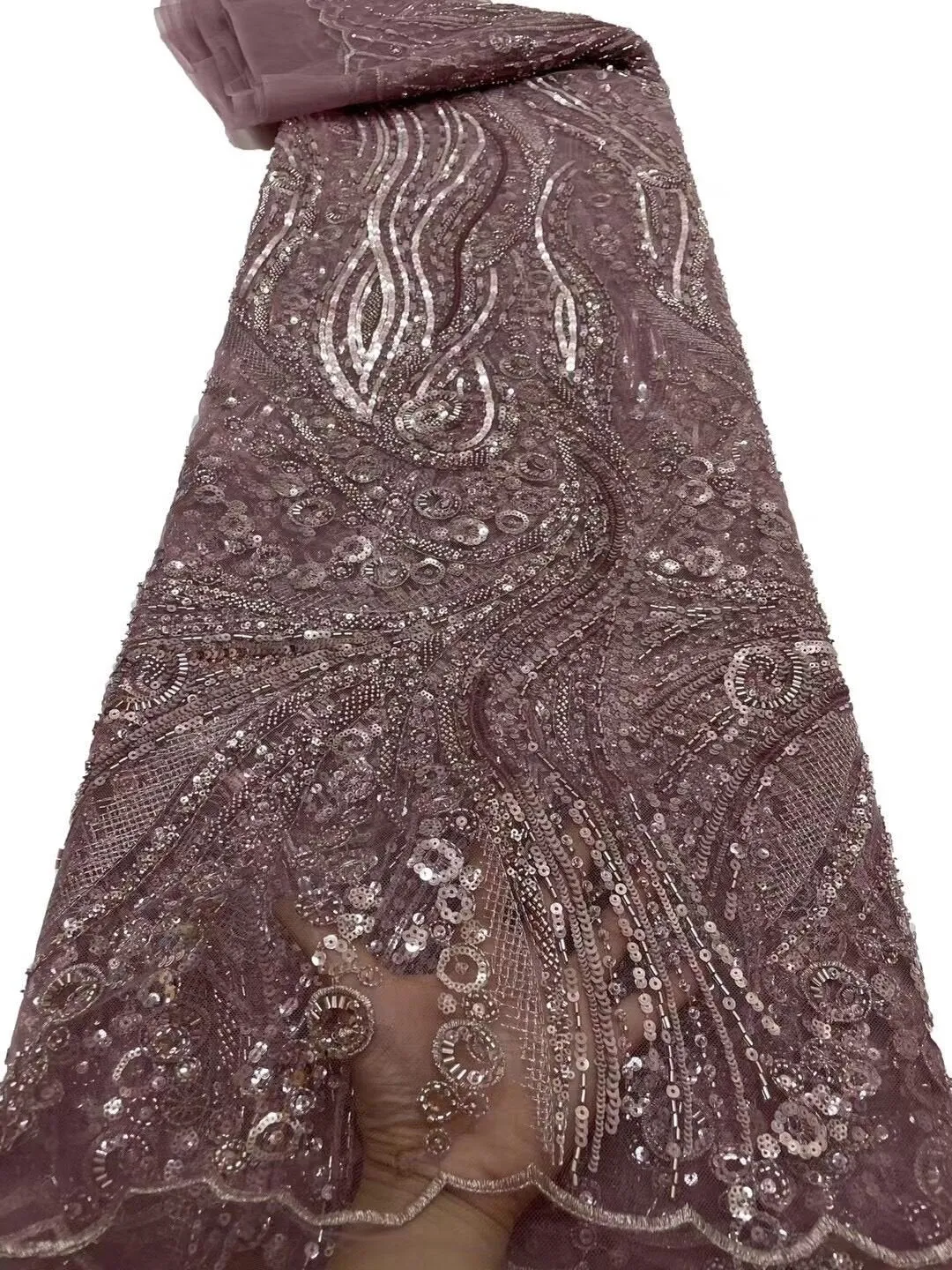 5 YARDS / 14 COLORS / Azélie Beaded Embroidery Glitter Mesh Lace  Party Prom Bridal Dress Fabric