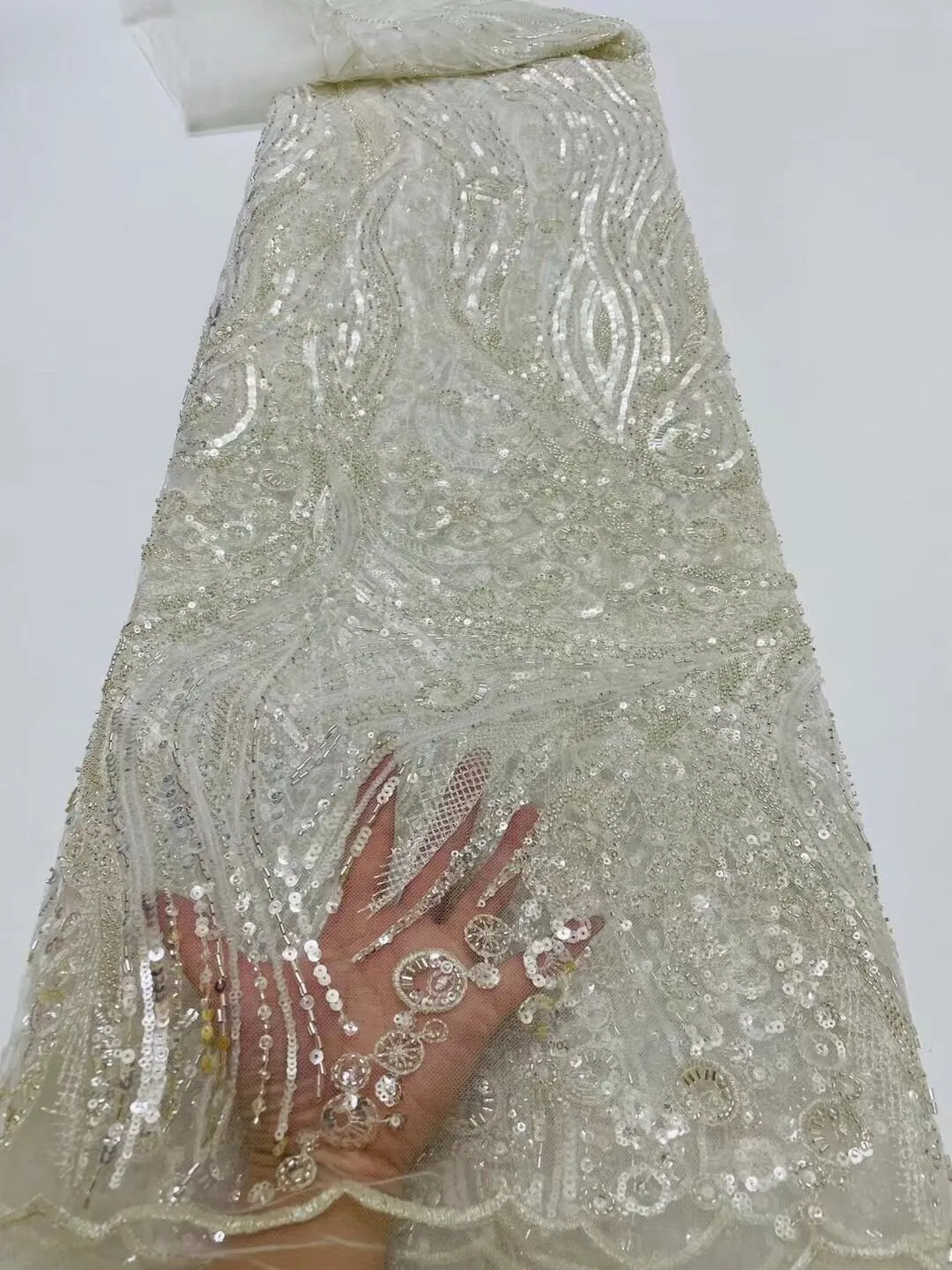 5 YARDS / 14 COLORS / Azélie Beaded Embroidery Glitter Mesh Lace  Party Prom Bridal Dress Fabric