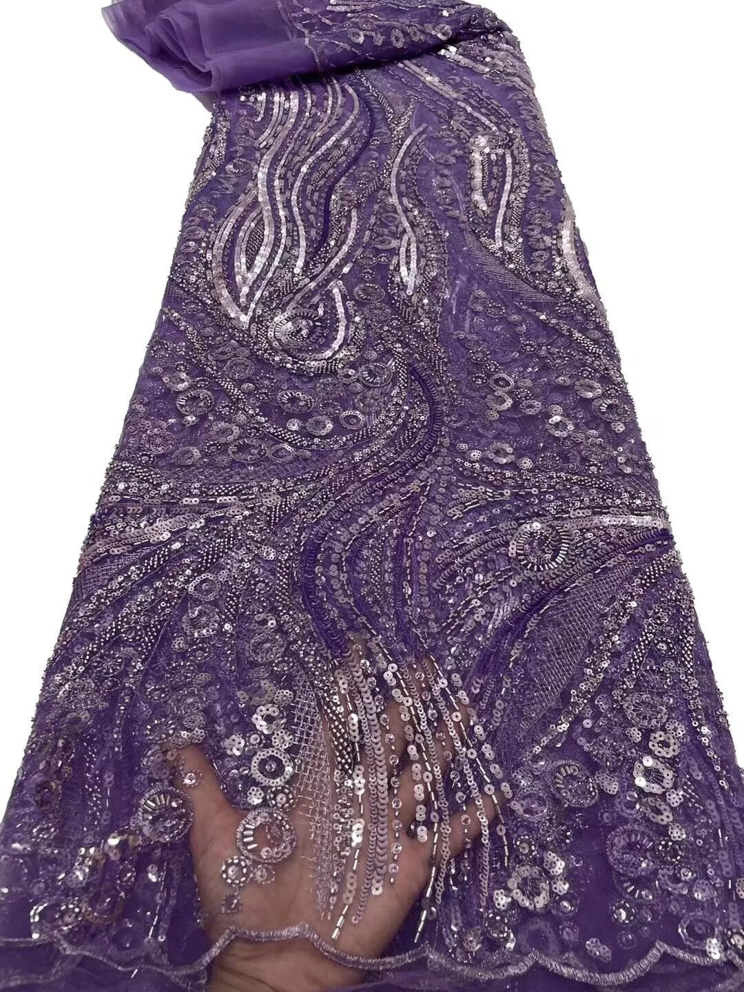 5 YARDS / 14 COLORS / Azélie Beaded Embroidery Glitter Mesh Lace  Party Prom Bridal Dress Fabric