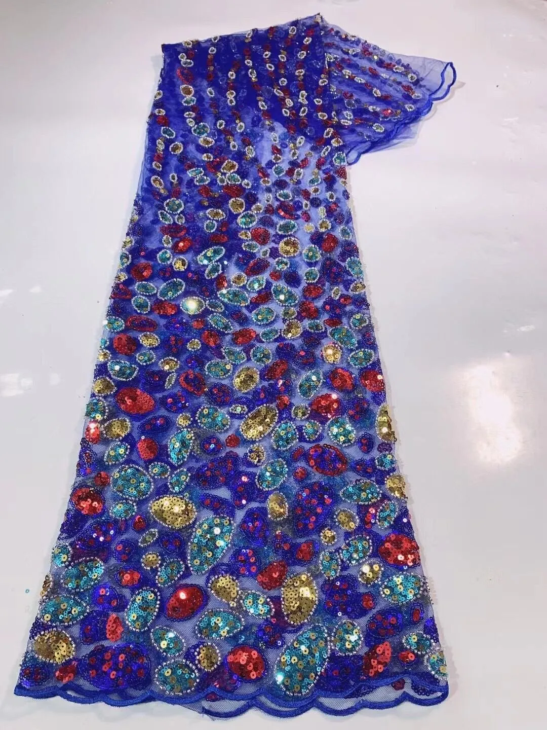 5 YARDS / 14 COLORS / Scarlett Abstract Gradient Blocks Glitter Sequin Beaded Embroidery Tulle Mesh Lace Party Prom Bridal Dress Fabric