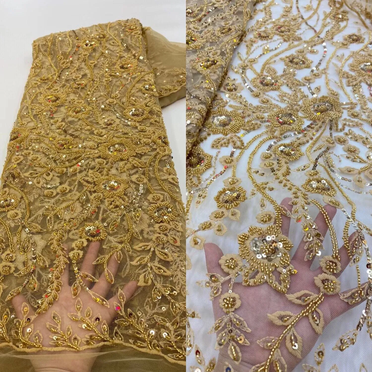 5 YARDS / 16 COLORS / Kimberly Beaded Embroidery Glitter Mesh Sparkly Lace  Party Prom Bridal Dress Fabric