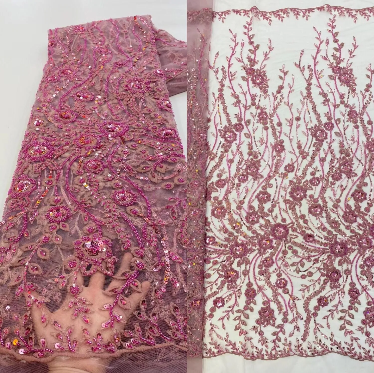 5 YARDS / 16 COLORS / Kimberly Beaded Embroidery Glitter Mesh Sparkly Lace  Party Prom Bridal Dress Fabric