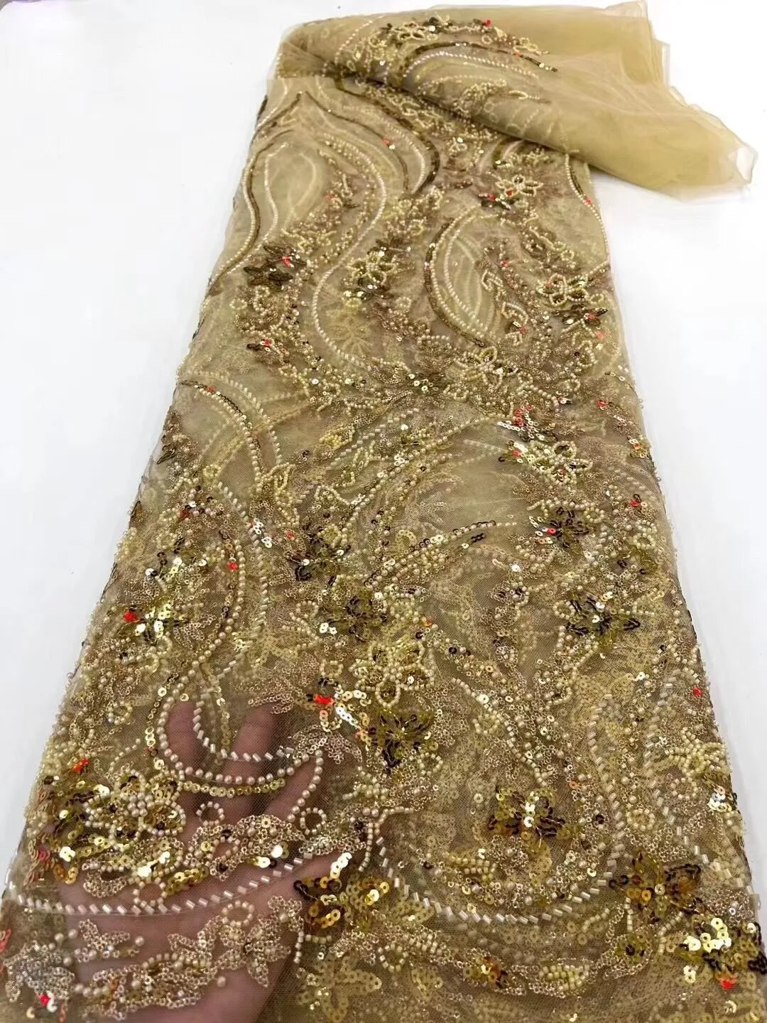 5 YARDS / 16 COLORS / Kimberly Beaded Embroidery Glitter Mesh Sparkly Lace  Party Prom Bridal Dress Fabric