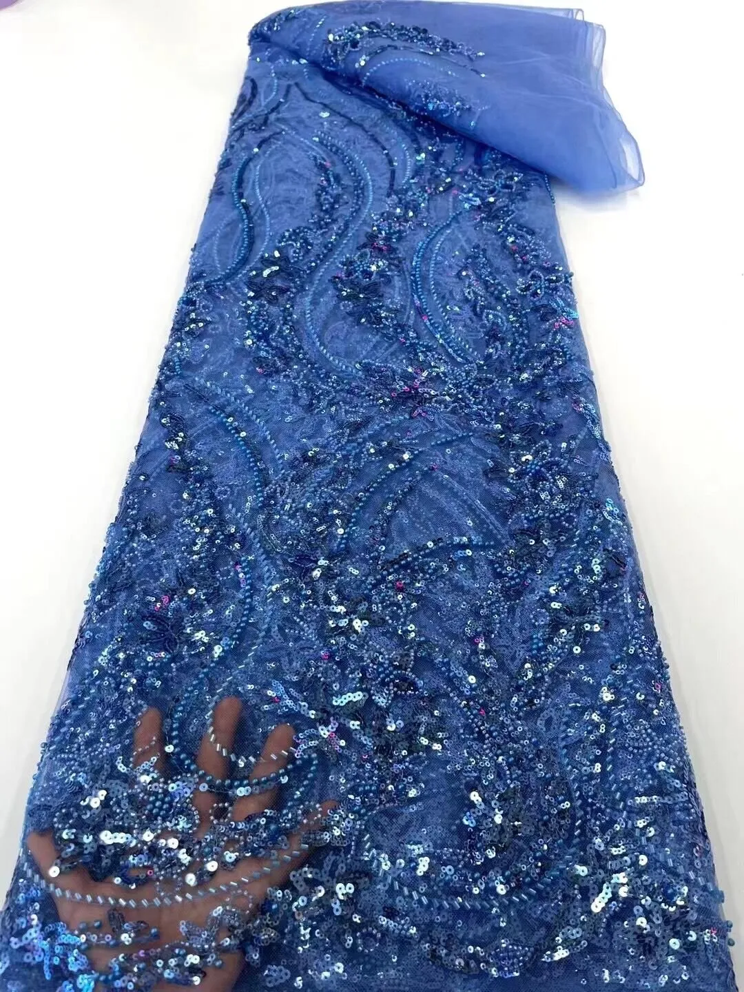 5 YARDS / 16 COLORS / Kimberly Beaded Embroidery Glitter Mesh Sparkly Lace  Party Prom Bridal Dress Fabric