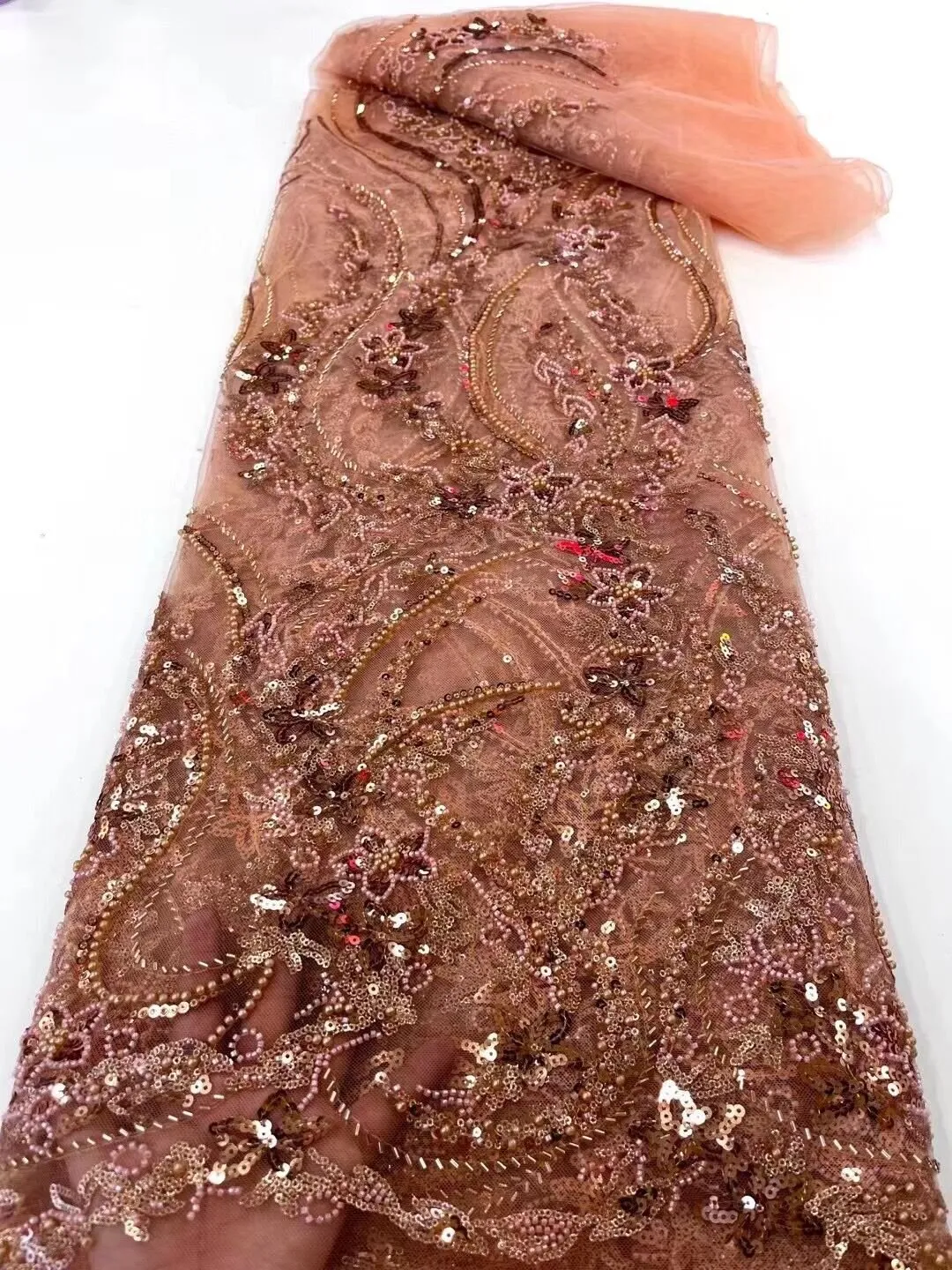 5 YARDS / 16 COLORS / Kimberly Beaded Embroidery Glitter Mesh Sparkly Lace  Party Prom Bridal Dress Fabric
