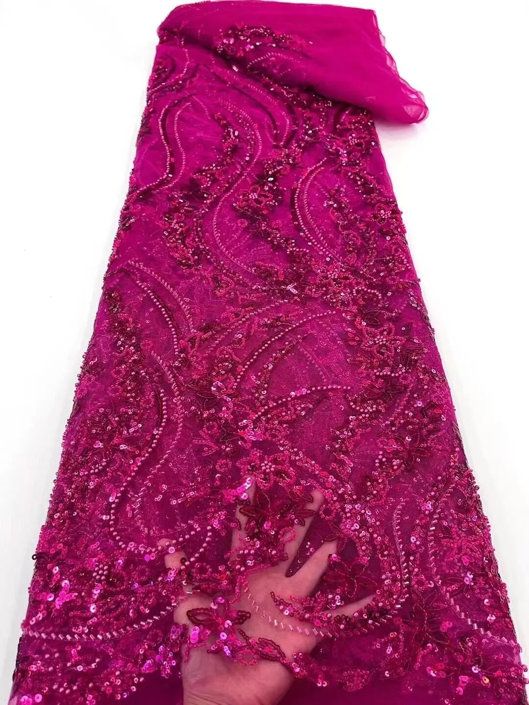 5 YARDS / 16 COLORS / Kimberly Beaded Embroidery Glitter Mesh Sparkly Lace  Party Prom Bridal Dress Fabric