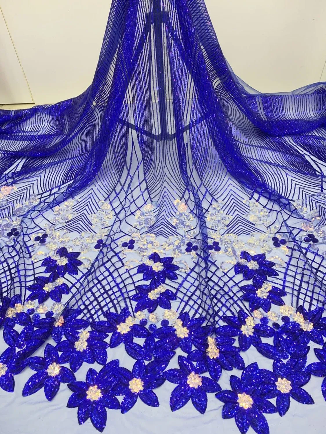 5 YARDS / 18 COLORS / Amelysa Glitter Sequin Embroidery Tulle Mesh Lace Party Prom Bridal Dress Fabric