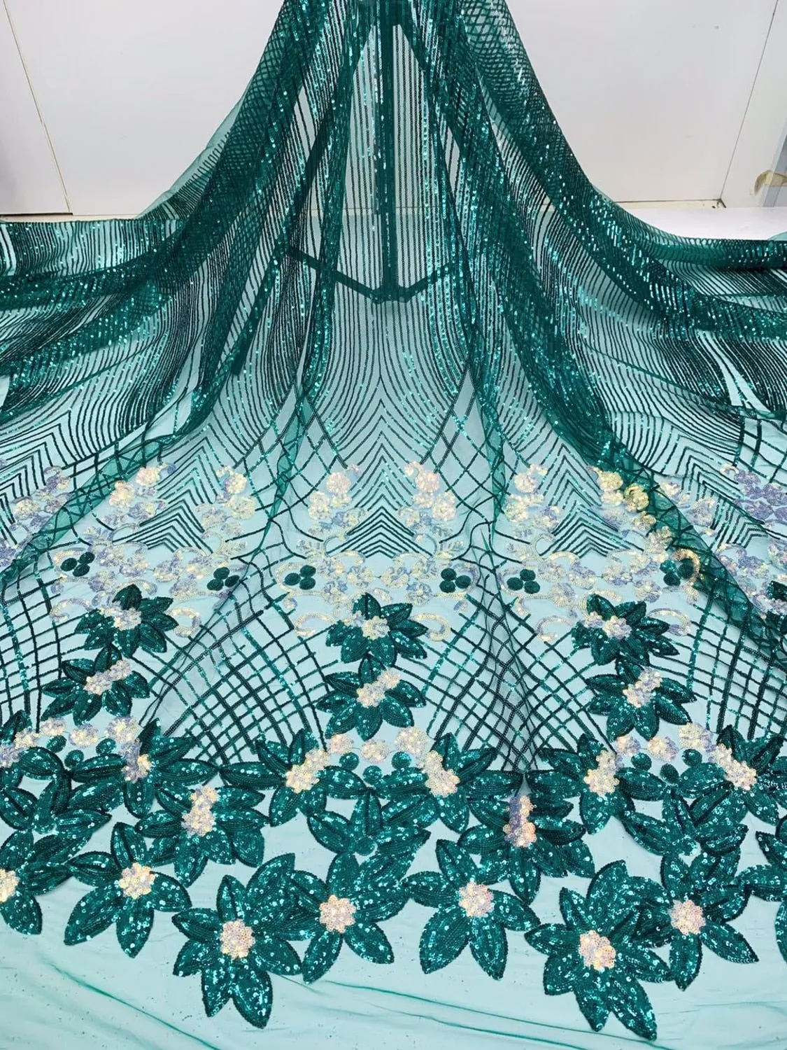 5 YARDS / 18 COLORS / Amelysa Glitter Sequin Embroidery Tulle Mesh Lace Party Prom Bridal Dress Fabric