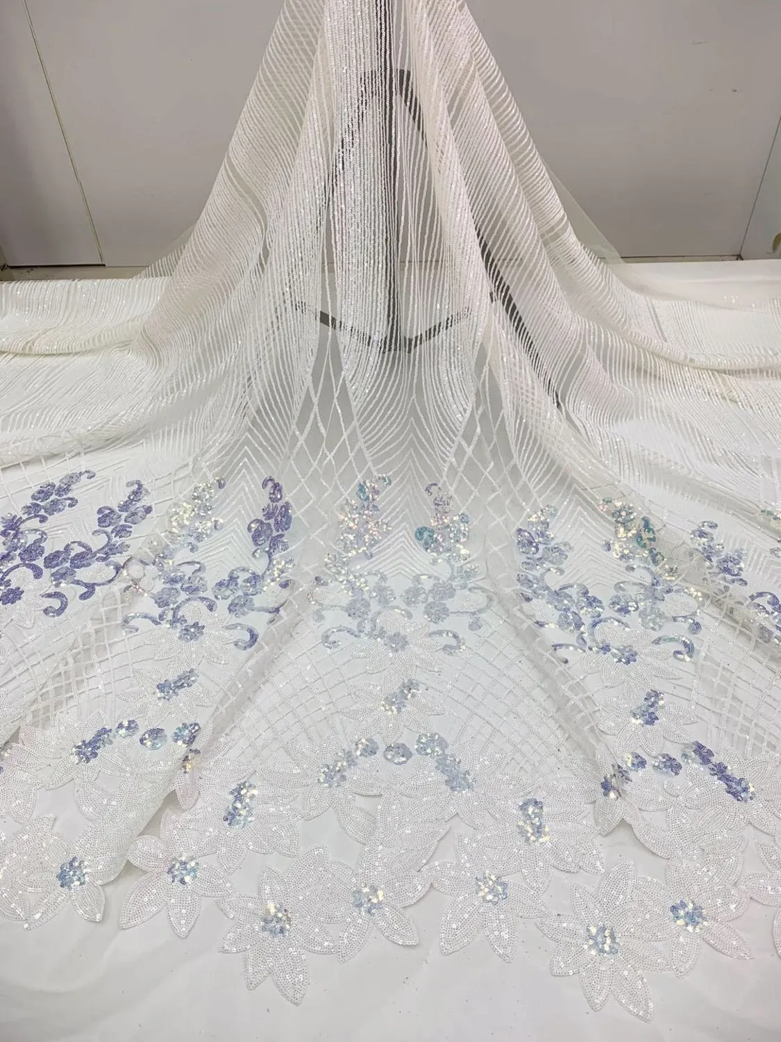 5 YARDS / 18 COLORS / Amelysa Glitter Sequin Embroidery Tulle Mesh Lace Party Prom Bridal Dress Fabric