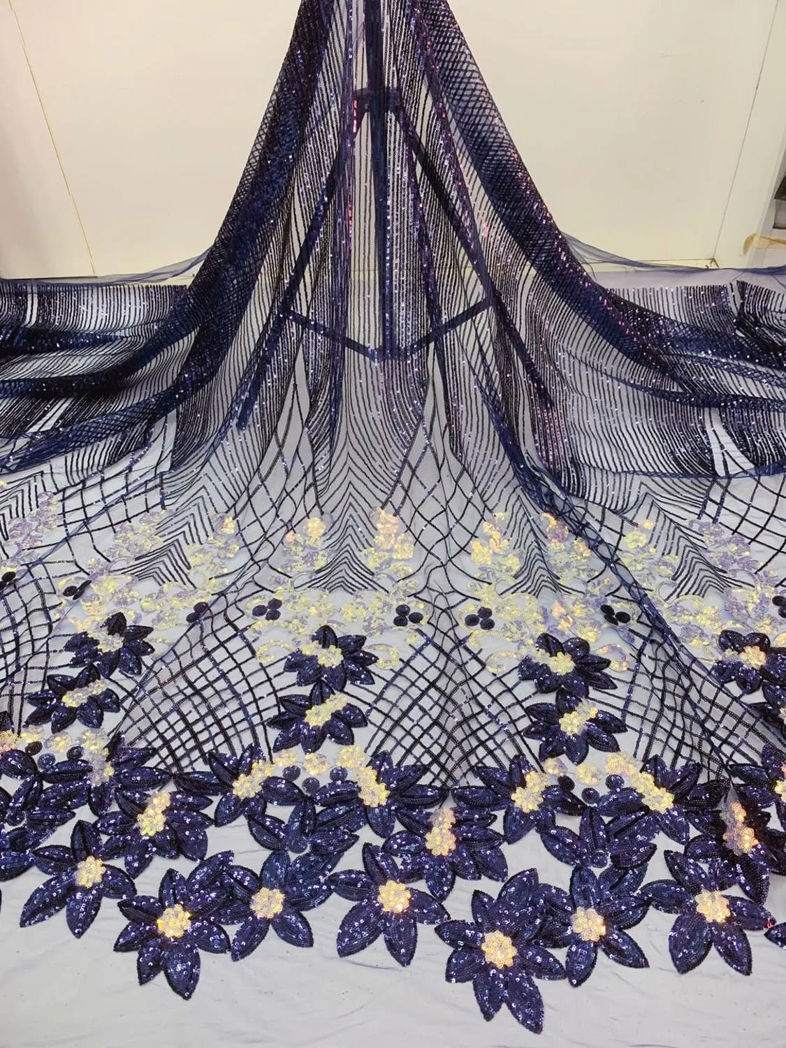 5 YARDS / 18 COLORS / Amelysa Glitter Sequin Embroidery Tulle Mesh Lace Party Prom Bridal Dress Fabric