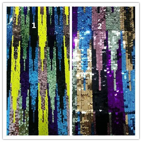 5 YARDS / 2 COLORS / Amanda Multicolor Lines Beaded Glitter Embroidery Mesh Lace  Party Prom Bridal Dress Fabric