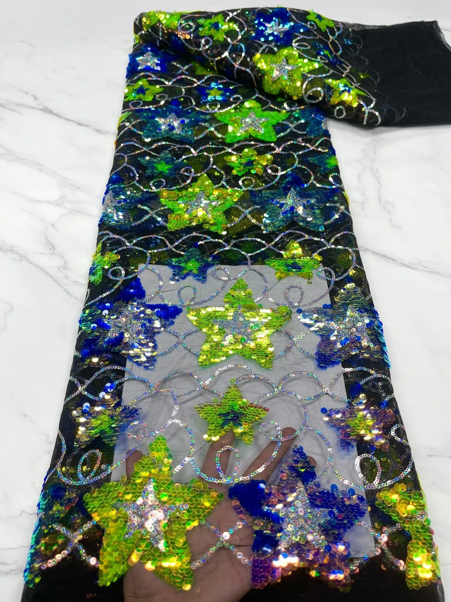 5 YARDS / 4 COLORS / Louanne Floral Glitter Sequin Beaded Embroidery Tulle Mesh Lace Party Prom Bridal Dress Fabric