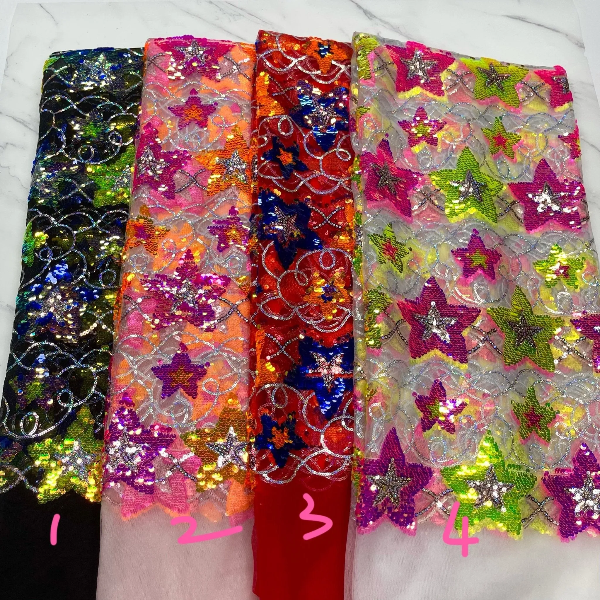 5 YARDS / 4 COLORS / Louanne Floral Glitter Sequin Beaded Embroidery Tulle Mesh Lace Party Prom Bridal Dress Fabric