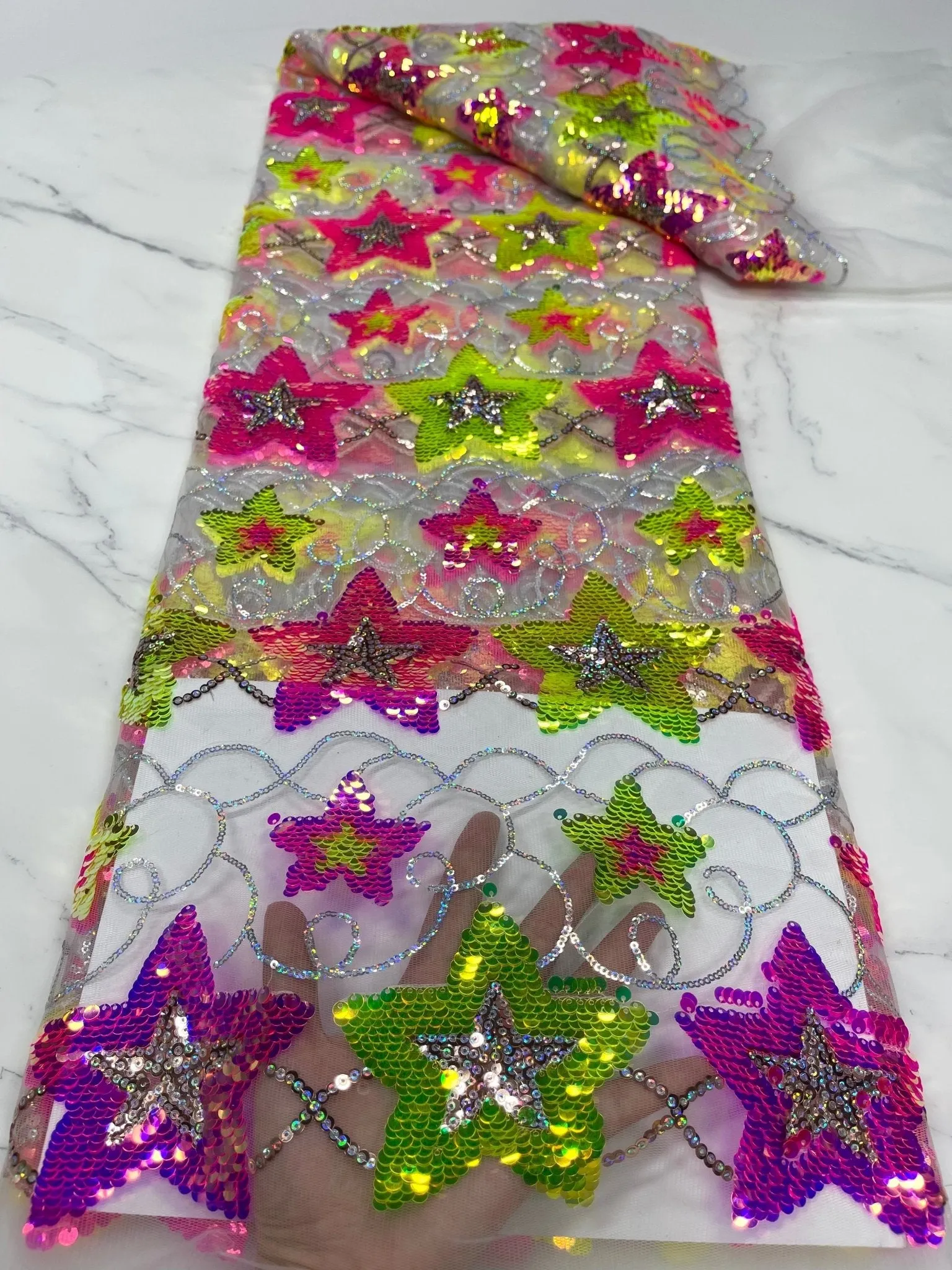 5 YARDS / 4 COLORS / Louanne Floral Glitter Sequin Beaded Embroidery Tulle Mesh Lace Party Prom Bridal Dress Fabric