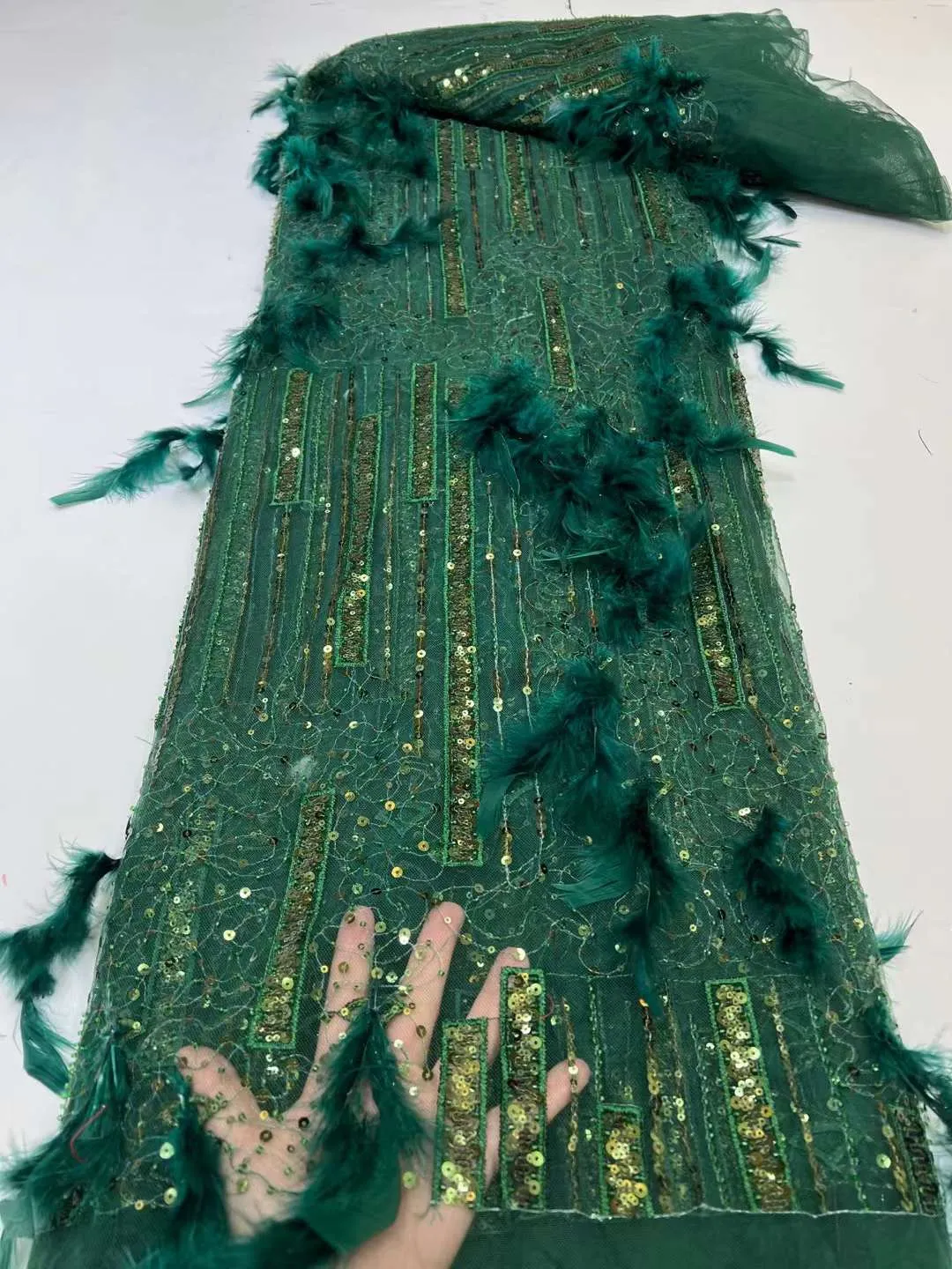 5 YARDS / 6 COLORS / Vaiana 3D Funky Flower Sequin Beaded Embroidery Tulle Mesh Lace Party Prom Bridal Dress Fabric