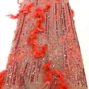 5 YARDS / 6 COLORS / Vaiana 3D Funky Flower Sequin Beaded Embroidery Tulle Mesh Lace Party Prom Bridal Dress Fabric
