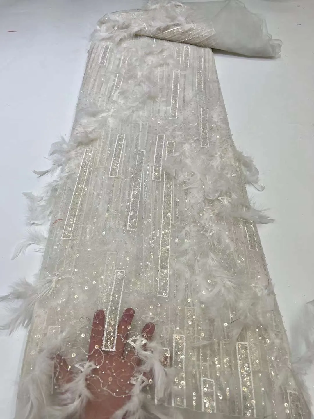 5 YARDS / 6 COLORS / Vaiana 3D Funky Flower Sequin Beaded Embroidery Tulle Mesh Lace Party Prom Bridal Dress Fabric