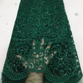 5 YARDS / 8 COLORS / Abigail Floral Glitter Sequin Beaded Embroidery Tulle Mesh Lace Party Prom Bridal Dress Fabric