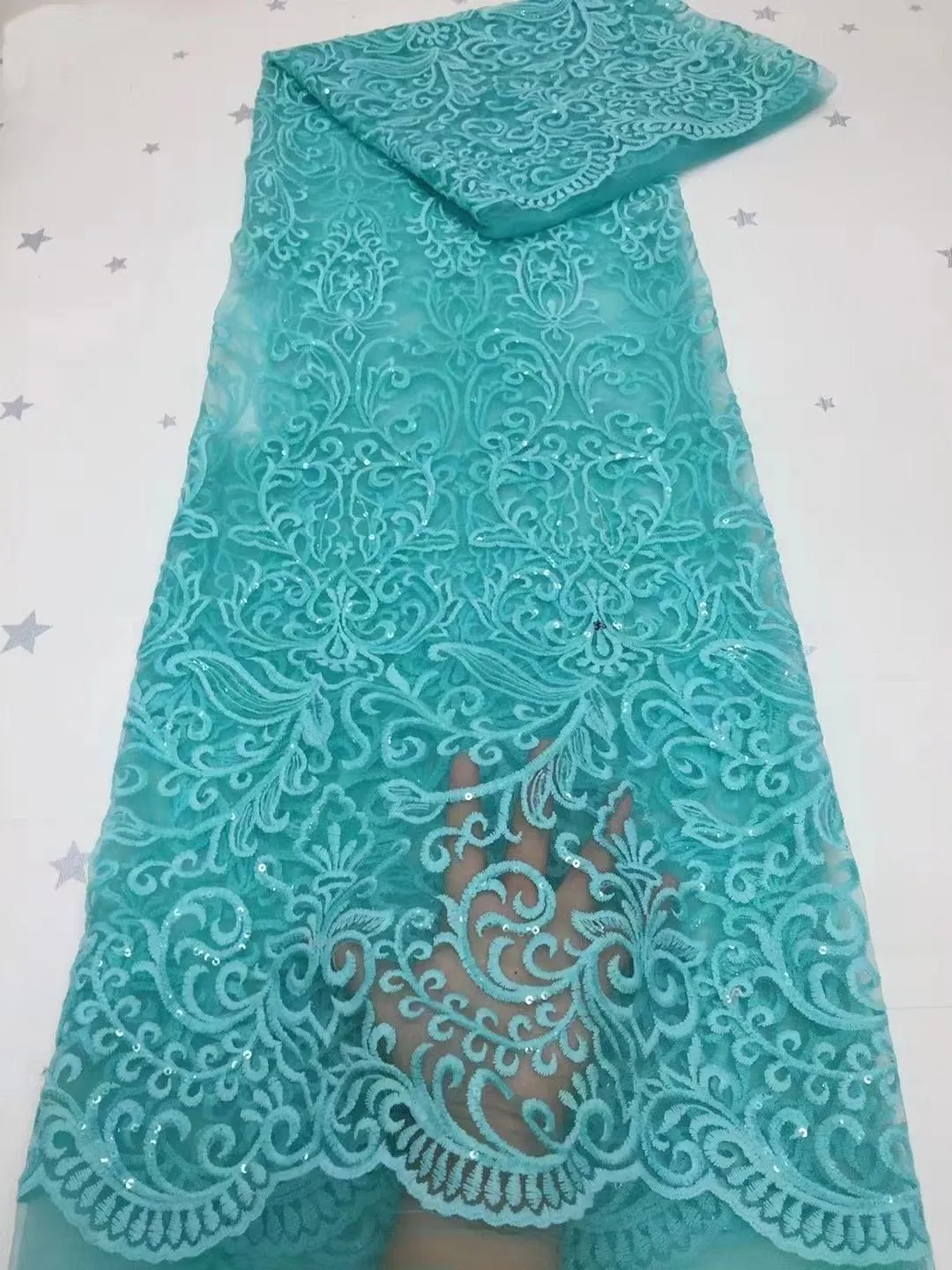 5 YARDS / 8 COLORS / Abigail Floral Glitter Sequin Beaded Embroidery Tulle Mesh Lace Party Prom Bridal Dress Fabric