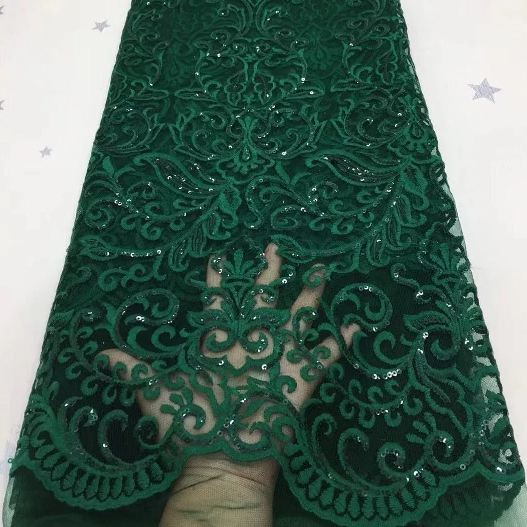 5 YARDS / 8 COLORS / Abigail Floral Glitter Sequin Beaded Embroidery Tulle Mesh Lace Party Prom Bridal Dress Fabric
