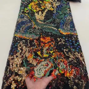 5 YARDS / 8 COLORS / Elissa Abstract Marble Beaded Glitter Embroidery Mesh Lace Party Wedding Party Prom Bridal Dress Fabric