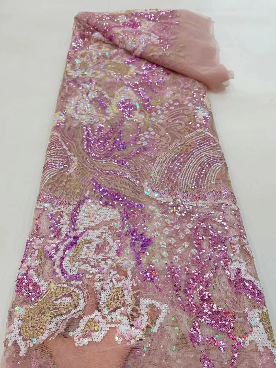 5 YARDS / 8 COLORS / Elissa Abstract Marble Beaded Glitter Embroidery Mesh Lace Party Wedding Party Prom Bridal Dress Fabric
