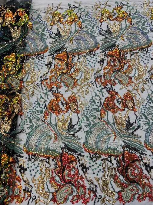 5 YARDS / 8 COLORS / Elissa Abstract Marble Beaded Glitter Embroidery Mesh Lace Party Wedding Party Prom Bridal Dress Fabric