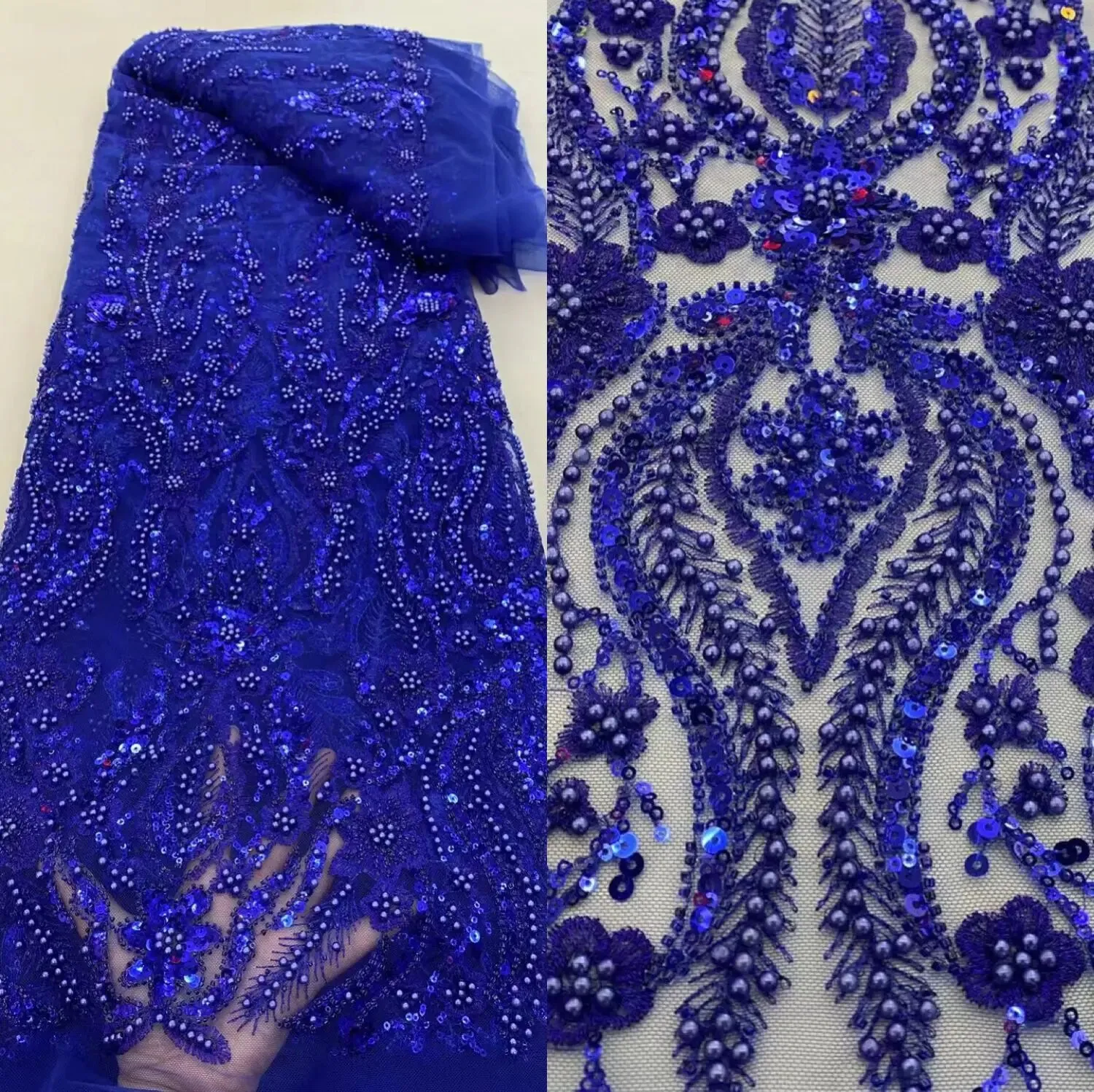 5 YARDS / 8 COLORS / Lxual Fur Sequin Abstract Beaded Embroidery Tulle Mesh Lace Dress Fabric