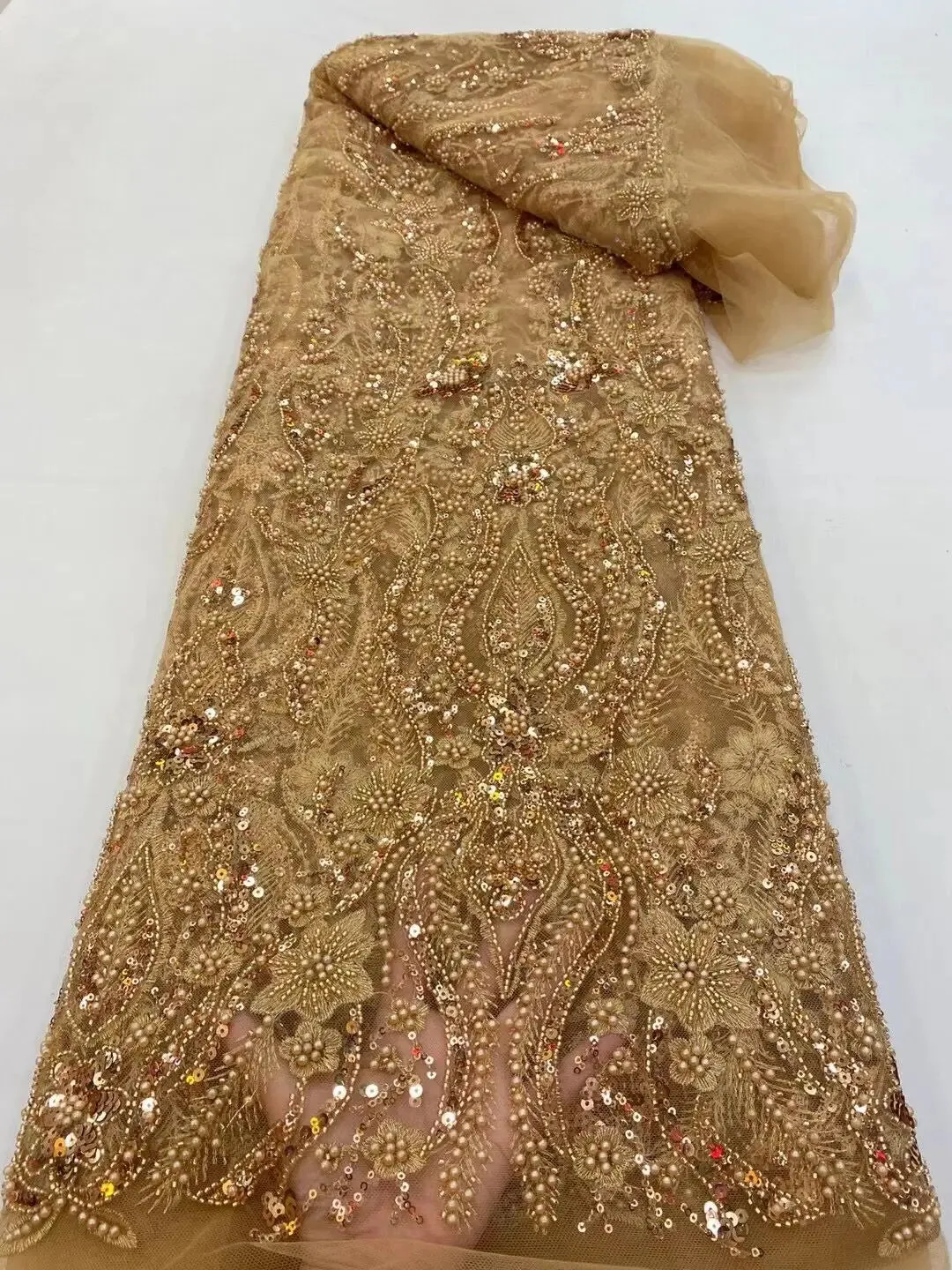 5 YARDS / 8 COLORS / Lxual Fur Sequin Abstract Beaded Embroidery Tulle Mesh Lace Dress Fabric