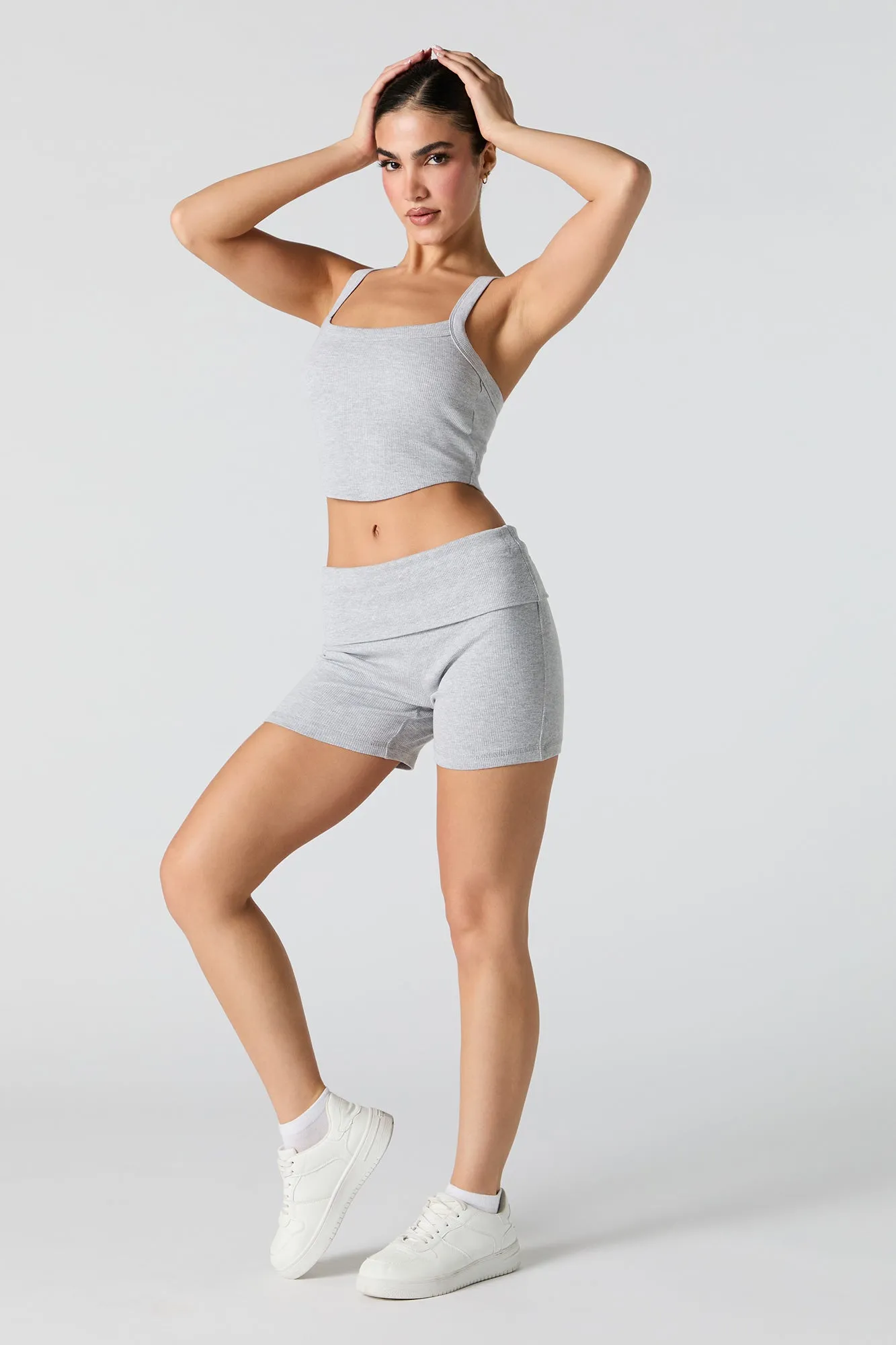 Active Ribbed Foldover Waist Short