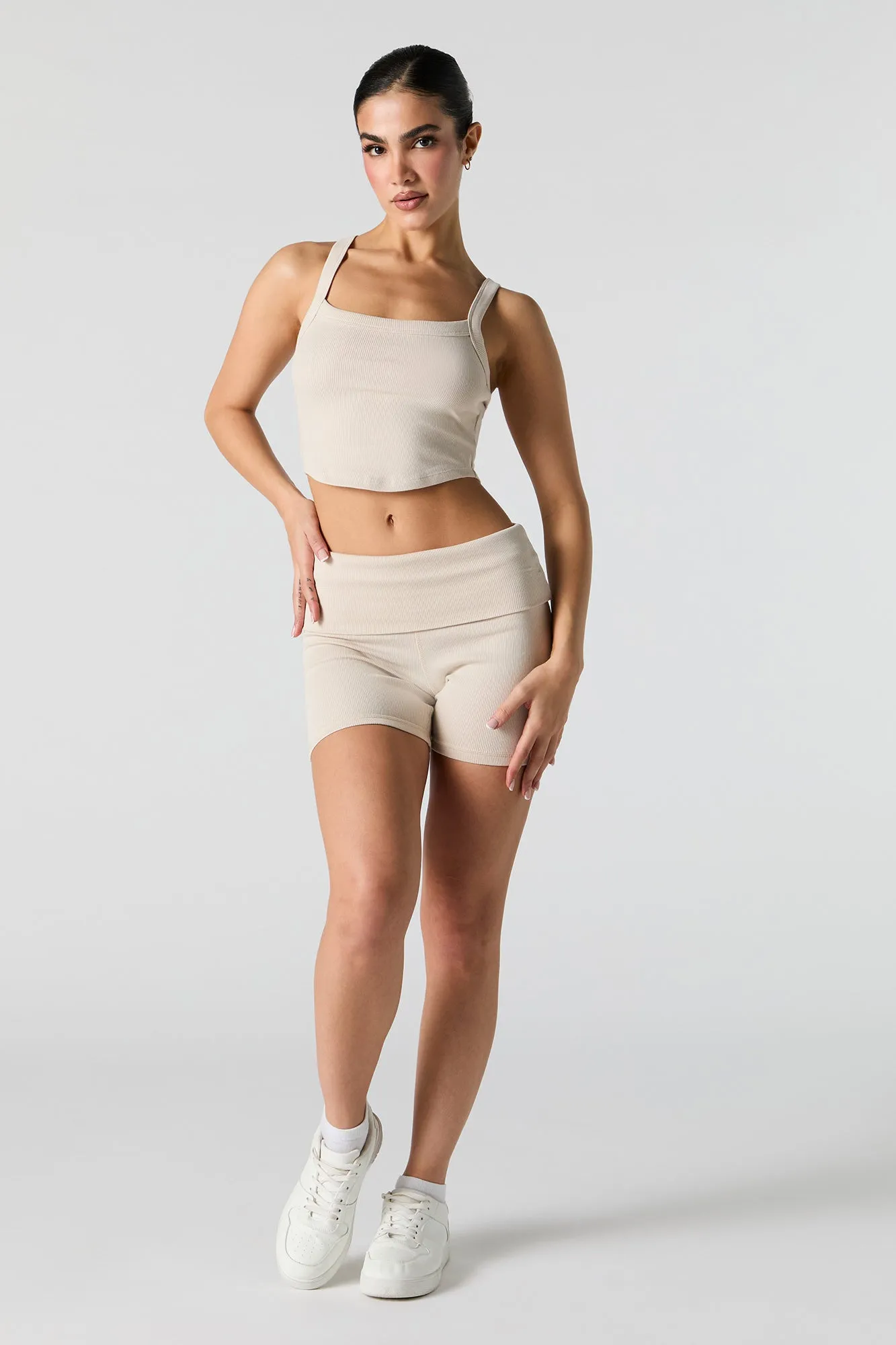 Active Ribbed Foldover Waist Short