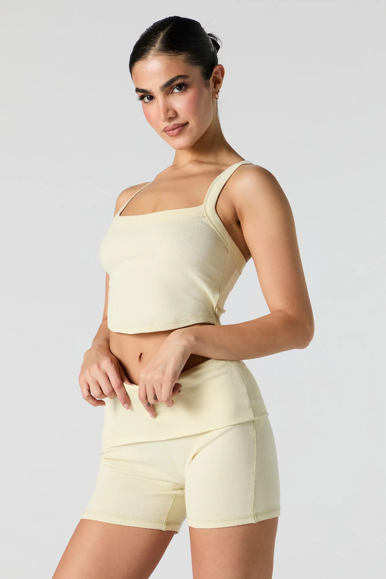 Active Ribbed Foldover Waist Short