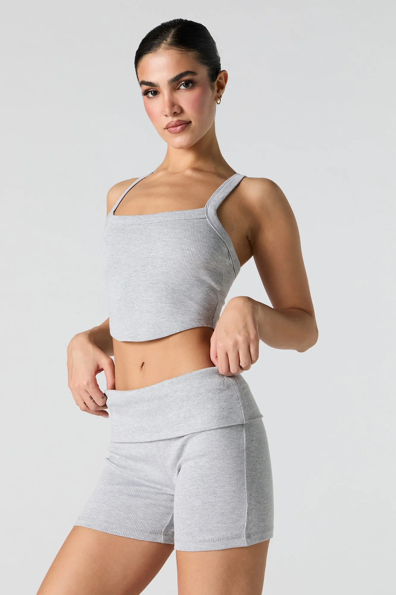 Active Ribbed Foldover Waist Short